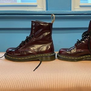 Cherry red vegan doc martins. Broken in with some scuff marks. Size 6 ladies